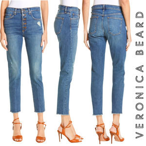 Veronica Beard NWT Faye 11’’ High Rise Skinny Jeans Raw Hem Distressed Size 27
